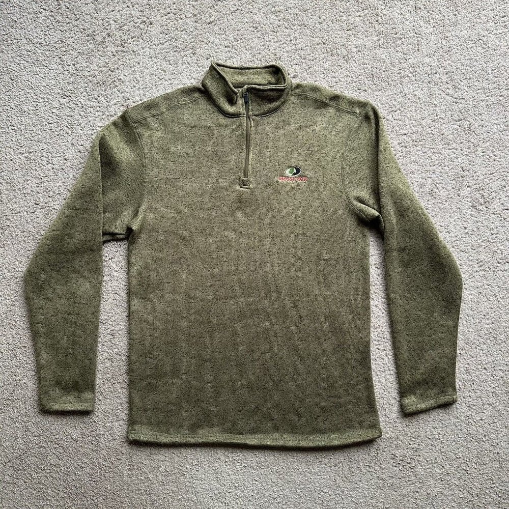 Mossy Oak Sweater Men's Small Mock Neck 1/4 Zip Brown Long Sleeve